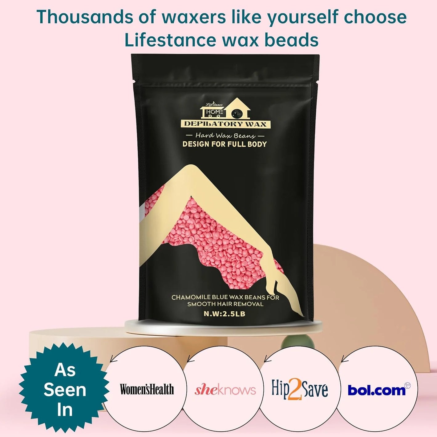 Lifestance 2.5lb/40oz Hard Brazilian Bikini Wax Beads Kit for at Home Sensitive Skin Hair Removal on Face, Body, Legs, Underarms, Eyebrow (Rose Pink)