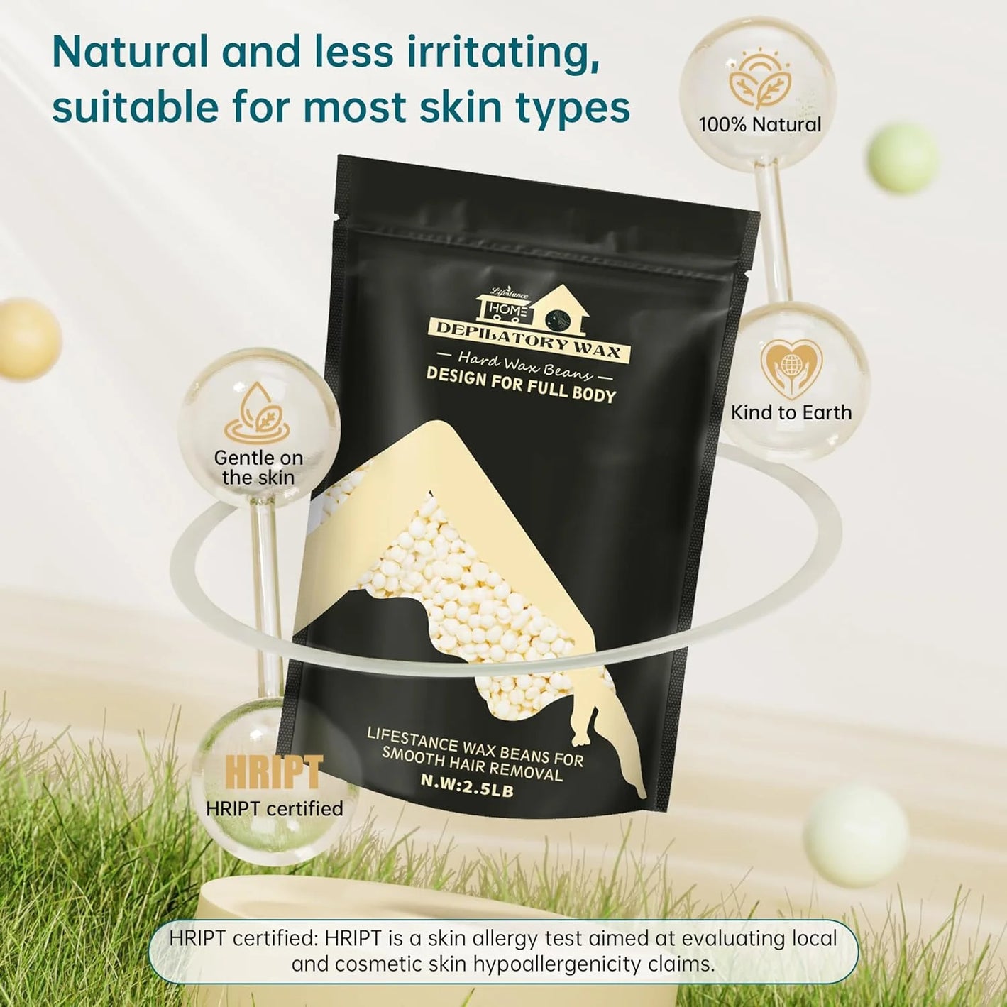 Lifestance 2.5lb/40oz Coconut Cream Hard Brazilian Bikini Wax Beads Kit for Hair Removal at Home Sensitive Skin Face and Full Body for Women & Men