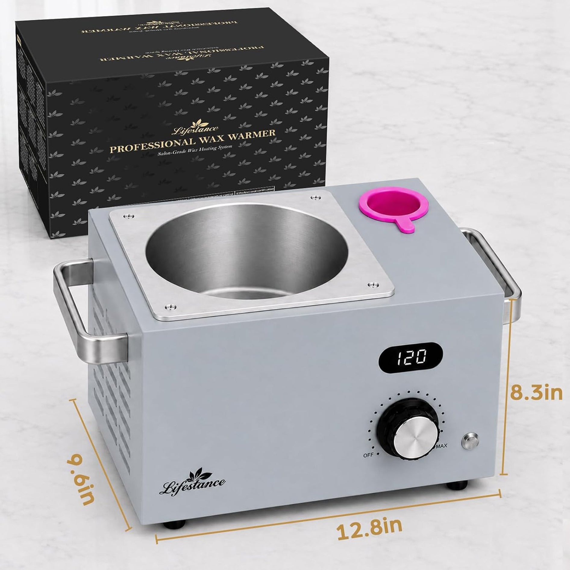 Lifestance 3L Professional Digital Wax Pot Warmer Kit for Spa Salon & Home,Silver Wax Heater with LED Temperature Control, 100 Sticks & 200 Wax Strips