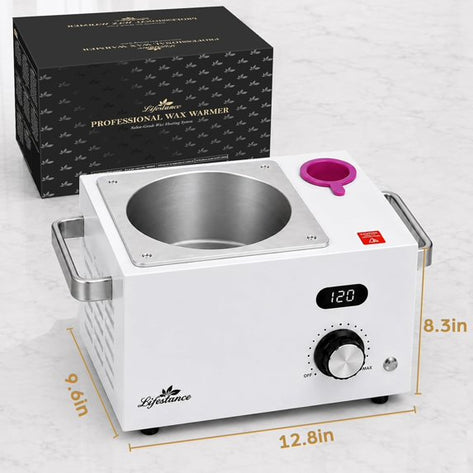 Lifestance 3L Professional Digital Wax Pot Warmer Kit for Spa Salon & Home, White Wax Heater with LED Temperature Control, 100 Sticks & 200 Wax Strips