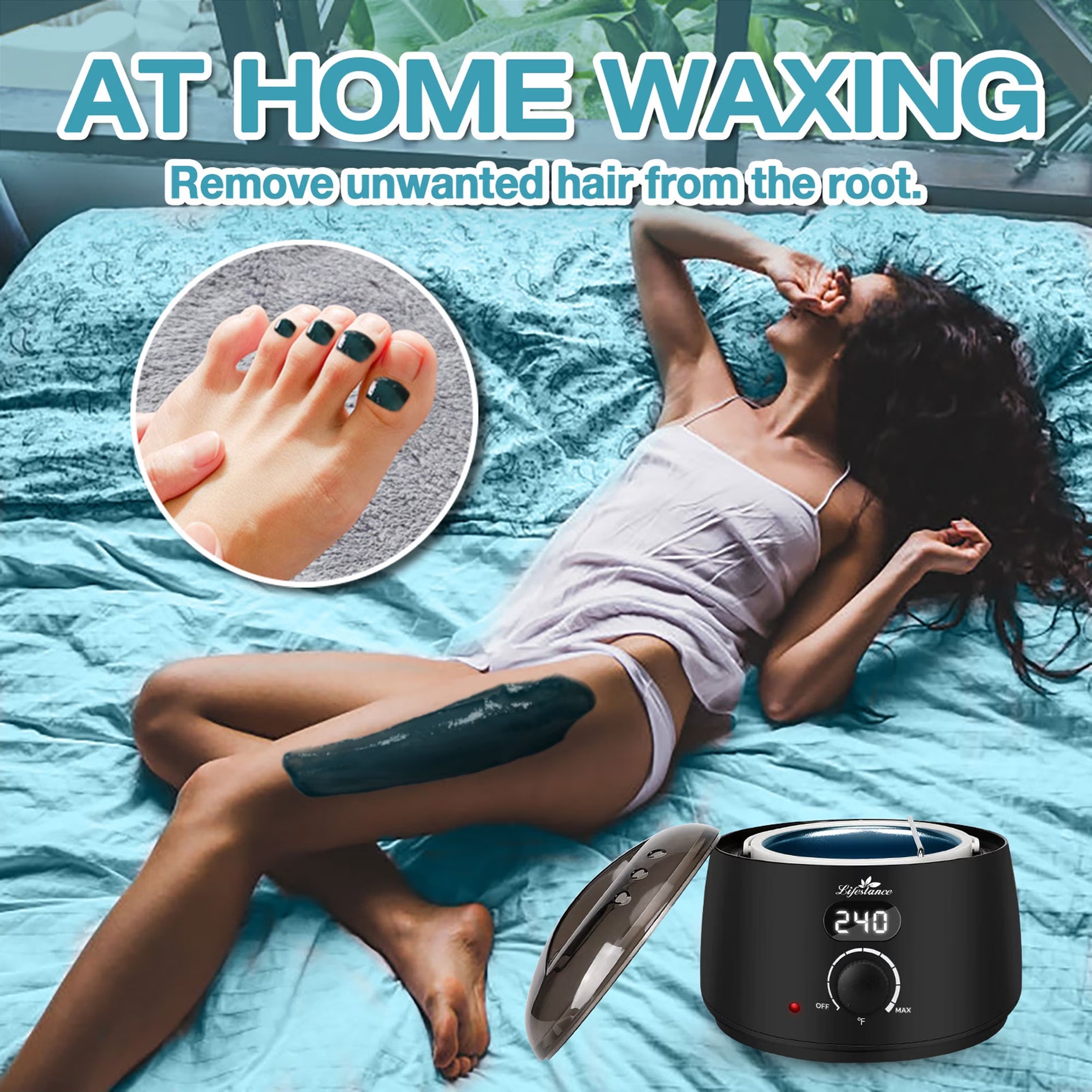Lifestance Hair Removal Waxing Kit for Women & Men, at Home Use Digital Wax Warmer with 14.1oz Brazilian Hard Wax Beads for Face, Legs, Bikini, Body