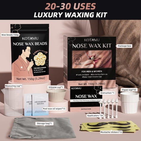 KOTAMU Nose Wax Kit for Sensitive Delicate Skin Ear Hair Removal, at Home Nostril Waxing Kit