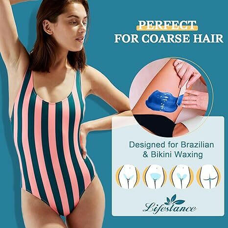 Lifestance Depilatory Wax Beads, 1.1lb Blue Wax Refill - Salon-quality Hair Removal