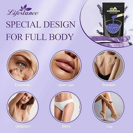 Lifestance Depilatory Wax Beads, 1.1lb Purple Wax Refill - High-quality Hair Removal Formula