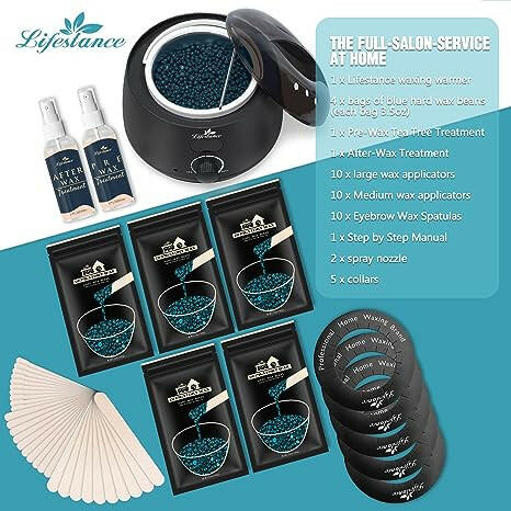 Lifestance Waxing Kit For All Hair Types - 4 Packs of Green Wax Beads: Superior Hair Removal Formula